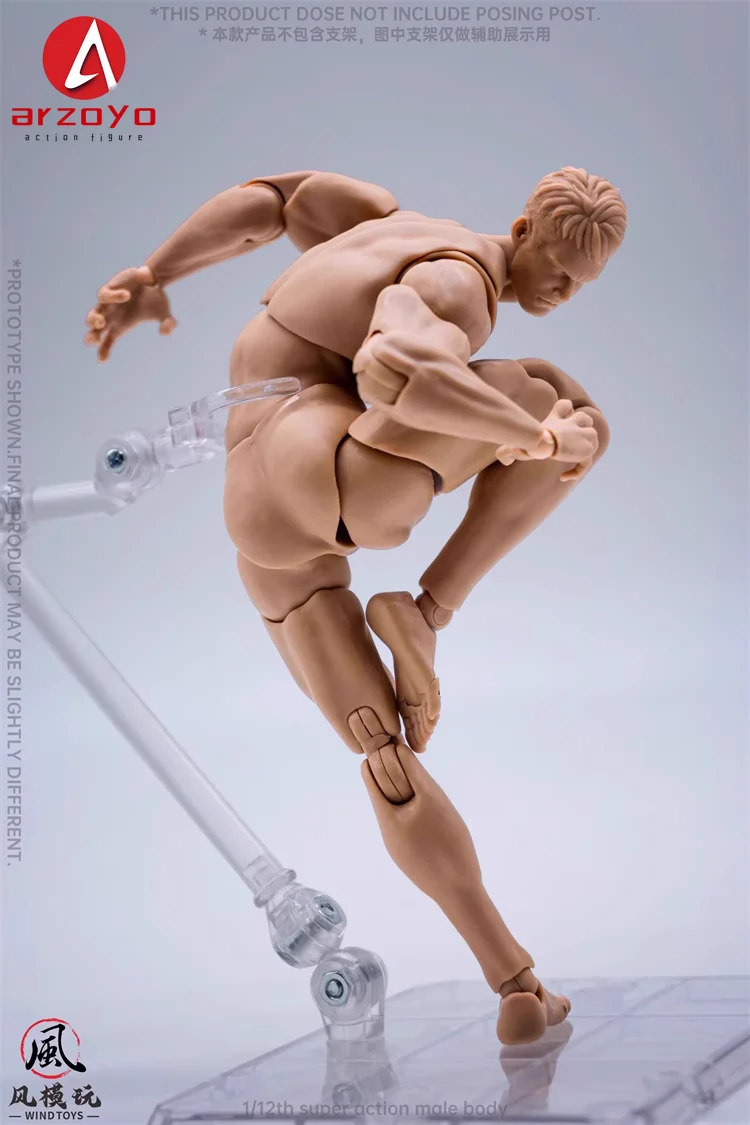 ウィンドトイズ 1/12スケール 男性筋肉質 超可動式関節ボディ 16cm