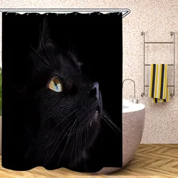 Black Cat Things for the Bathroom Curtain for Quarto Shower Curtains Folding Partition Accessories Bath Bedrooms Houses Rooms