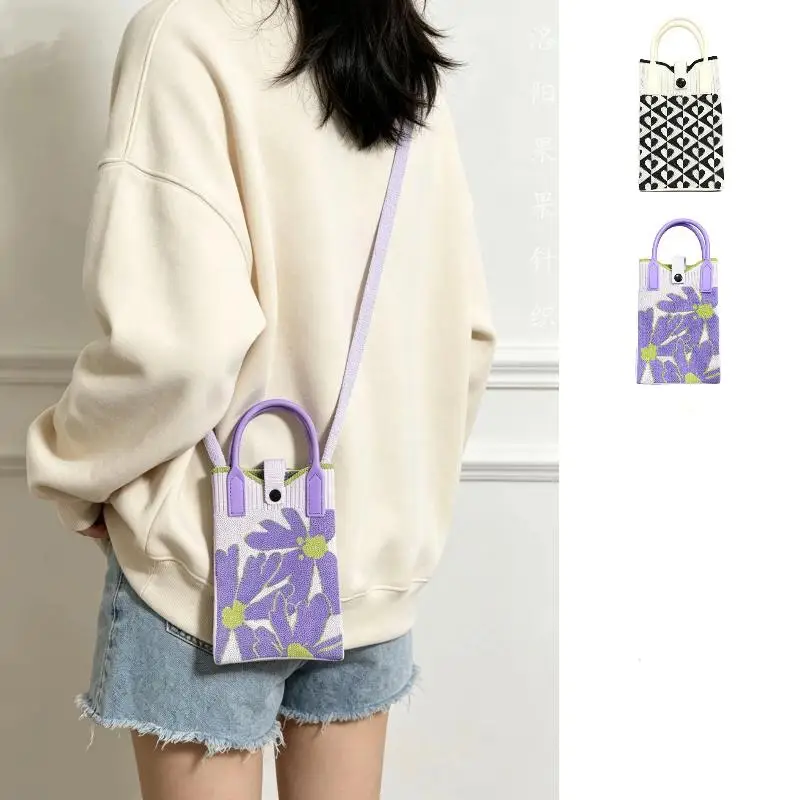Fashion Knitted Mini Shoulder Bag for Women Girls Cute Small Phone Pouch Casual Portable for Outdoor Commute Dating view 5