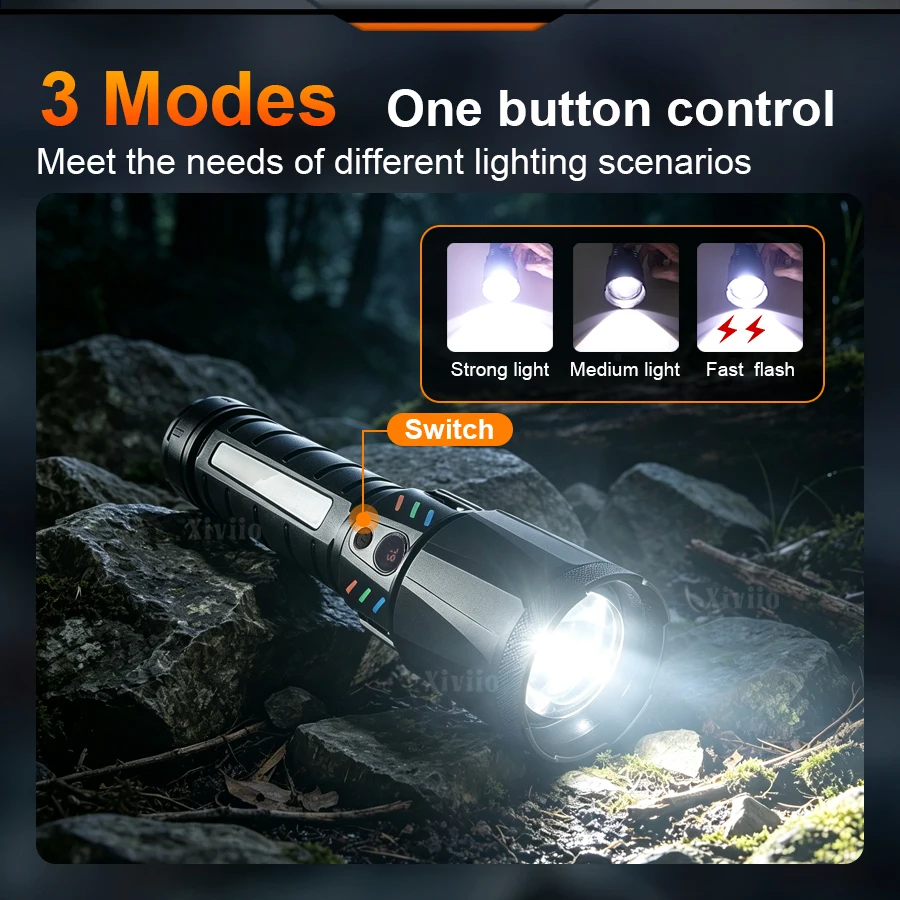 900000000LM Most Powerful LED Flashlights Rechargeable Ultra Bright Tactical Torch Torch Light Zoomable Portable Lamp Outdoor