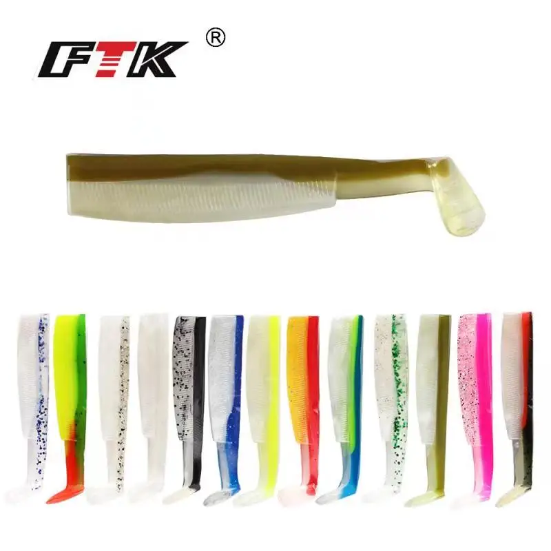 FTK דייג רך שחור Minnow Lure 70/90mm 5 יחידות גוף T-Tail סיליקון Bait Easy Shiner עבור Bass Pike Tackle Gear Leurre Souple