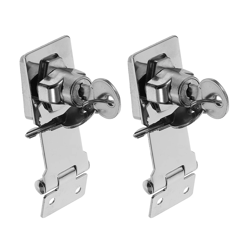 

2Pcs StainlessSteel AntiTheft BoltLocks 3Inch DoorLatch Security Bright SlidingLocks WithKeys Cupboard Wardrobe