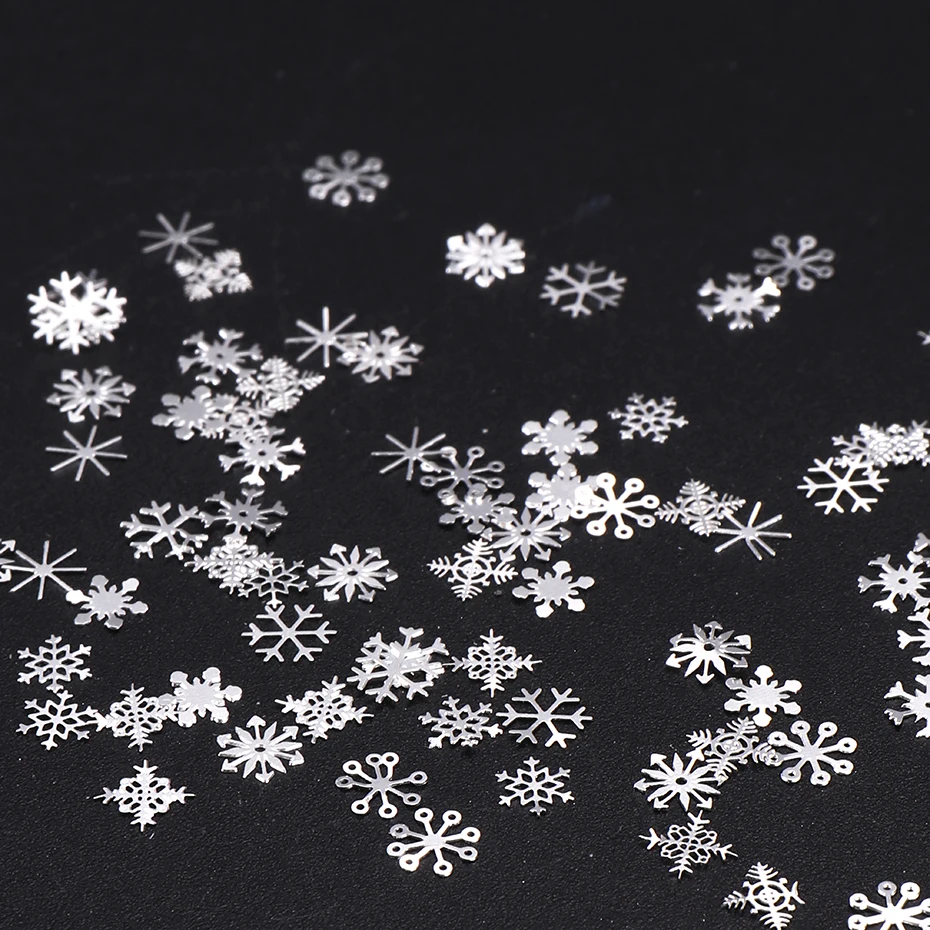 ฤดูหนาวคริสต์มาสเงินผสมเกล็ดหิมะเล็บ Glitter เลื่อมเล็บ Paillette อุปกรณ์เคล็ดลับอุปกรณ์ตกแต่งเล็บ