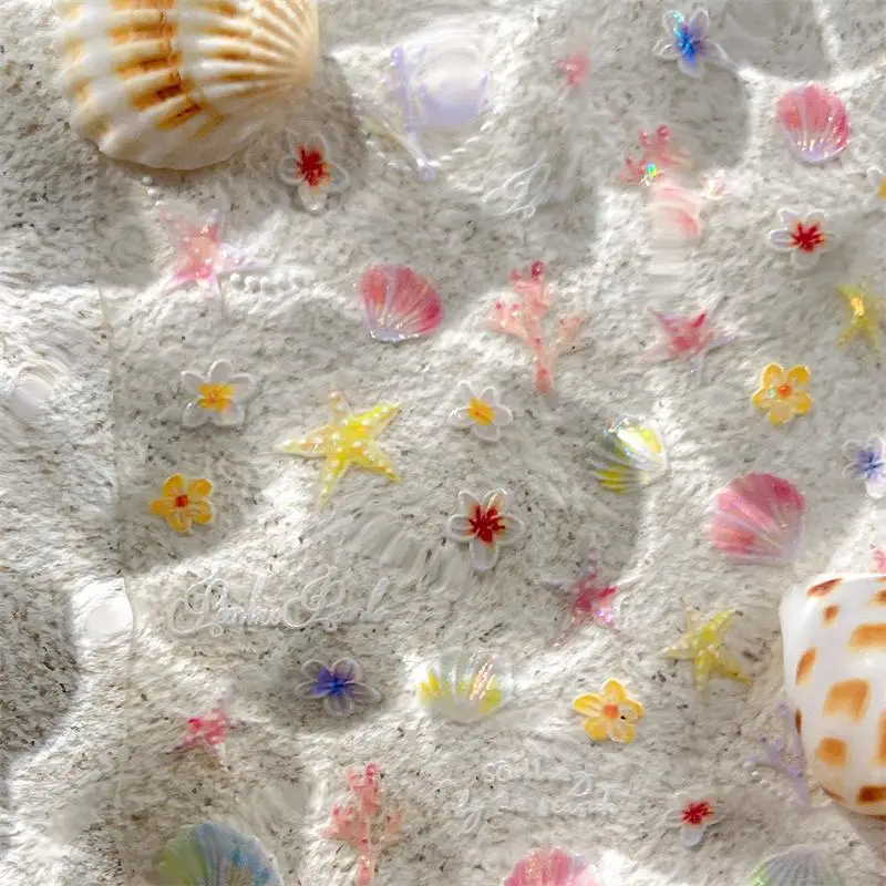 ネイルステッカー海夏のビーチ貝殻ヒトデ巻貝ホタテサンゴ自己粘着装飾マニキュアデカール