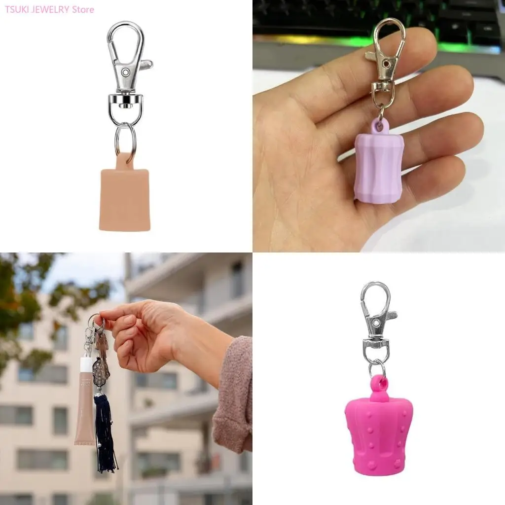 

62KE Lip Balm Keychain Caps Portable Designs Easy Attachment to Keys Women Accessories Present for Beauty Enthusiasts