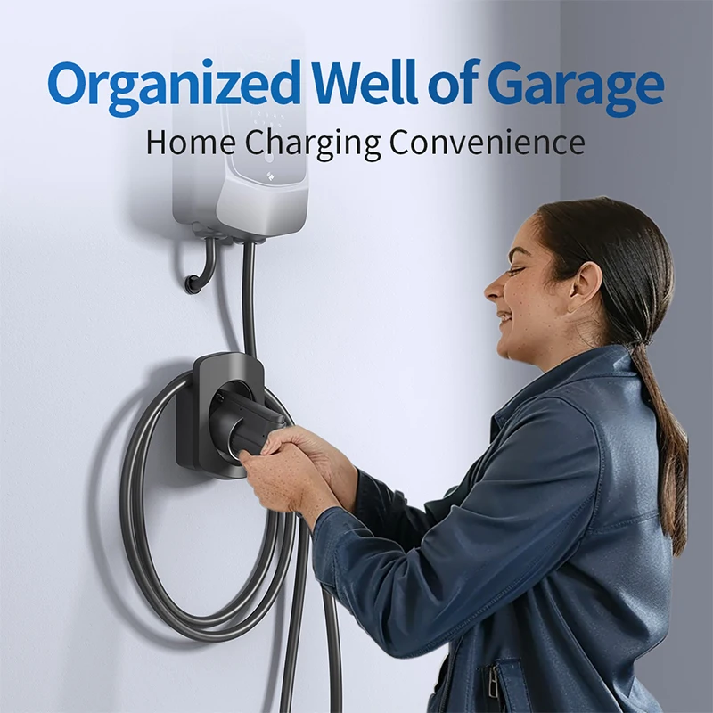 Type 1 EV Charger Holder Wall Mount SAE J1772 Electric Vehicle Car Charging Plug Dock Cable Organizer Charging Connector Bracket