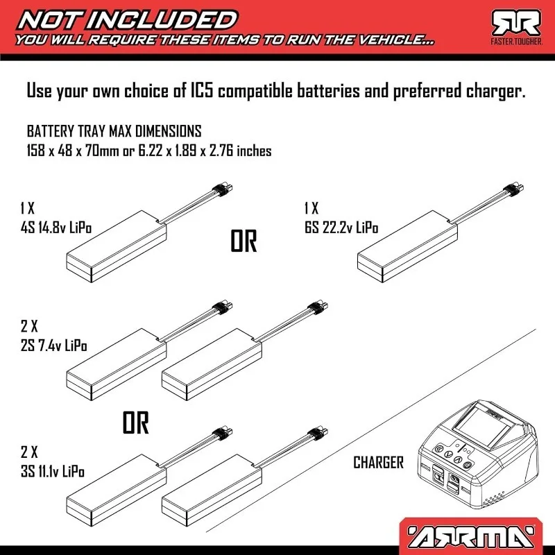 شاحنة RC 1/8 سيئة السمعة 4X4 6S BLX BRUSHLESS V6 Stunt Truck RTR (البطارية والشاحن غير متضمن)، (أسود)، ARA8611V6T1