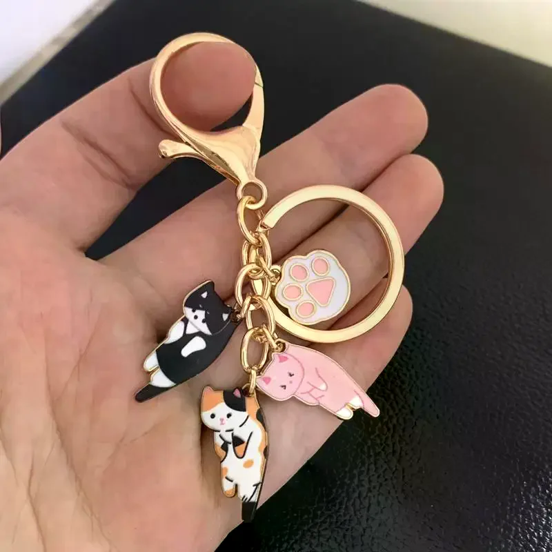 Kawaii Cat Keychain Pet Paw Key Ring Animal Footprint Key Chains Souvenir Gifts For Women Men Cay Keys DIY Handmade Jewelry