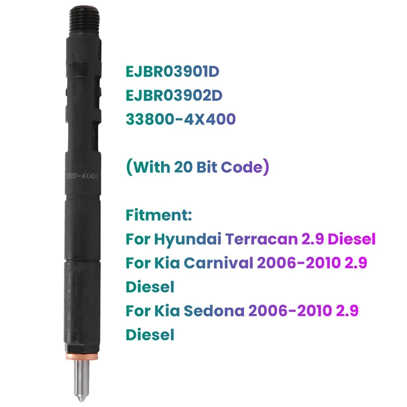 

EJBR03901D 33800-4X400 New Diesel Fuel Injector(With 20-Bit Code) For KIA Carnival Sedona 2.9 Crdi 185 Hp 2006-2010