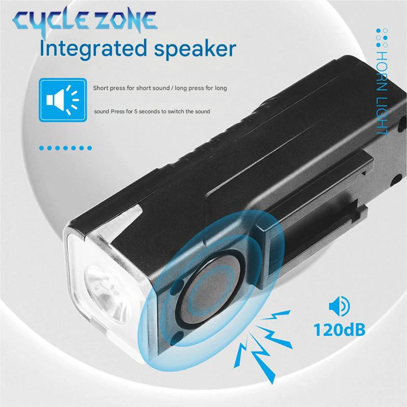 2-in-1 Bicycle Horn Light TYPE-C Rechargeable Bike Headlight Flashlight Bicycle Bell Lantern MTB Front Lamp Cycling Accessories