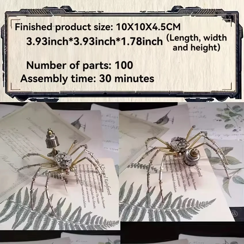 Steampunk Bee 3D Metal Dragonfly spider Puzzle for Adults & Teens DIY Craft Set Gold Mechanical Insect Model Unique Gift Idea