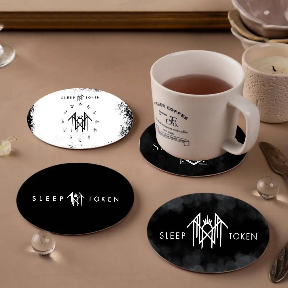 Popular Band S-Sleep T-Token Wood Coaster Set - Heat Resistant for Tea & Coffee, Home Cafe Decor Holiday Gift