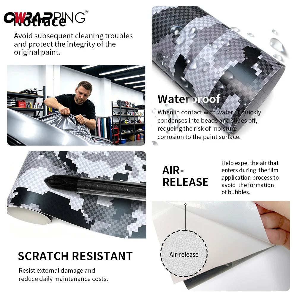 

Vinyl Wrap Car Decal Self-Adhesive Air-release Sticker for Car Film Covering Anti-Scratch PVC Vehicle Decoration Wrapping Foil