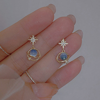 Fashion Cosmic Star River Earrings Blue Opal Niche Unique Planet Earrings Ear Studs Women Versatile Ear Jewelry