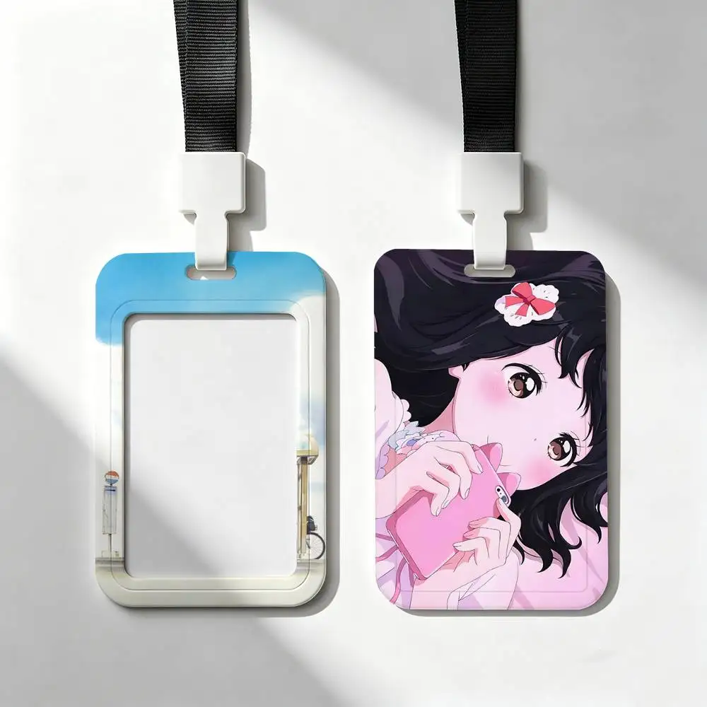 

Kawaii Kase-san And Morning Glorie Card Holder Neck Strap Pendant Door Badge Holder Lanyards Keychain Work Credential Case Gift