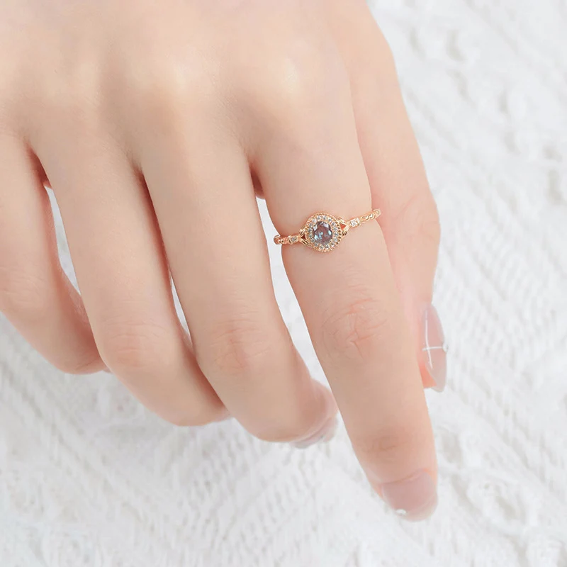 LAMOON Vintage Bijou Alexandrite Ring For Women 925 Sterling Silver Thin Change Color Ring Gold Plated Fine Jewelry Accessories