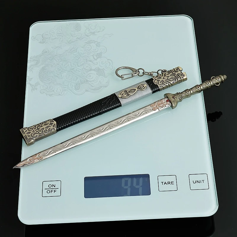22cm/8.66in Cold Weapon Models Metal Crafts Ornaments Swords with Sheaths Toy Knives Collections Desktop Displays Birthday Gifts