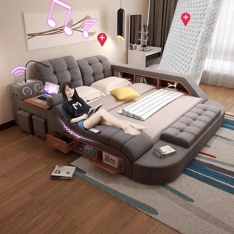 

Frames Luxury Headboard Bed Modern Upholstered Waterproof Massage Bed Storage King Size Camarotes Para Dormitorio Accessories