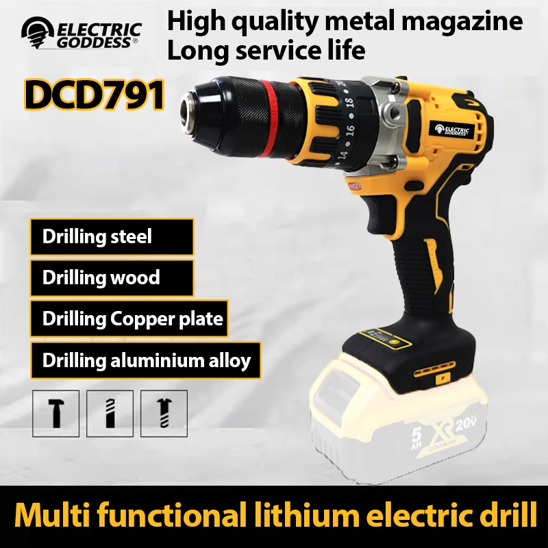 

Electric Goddess DCD791 Cordless Compact Drill/Driver Brushless Motor Electric Drill Screwdriver Tool For 20V Dewalt Battery