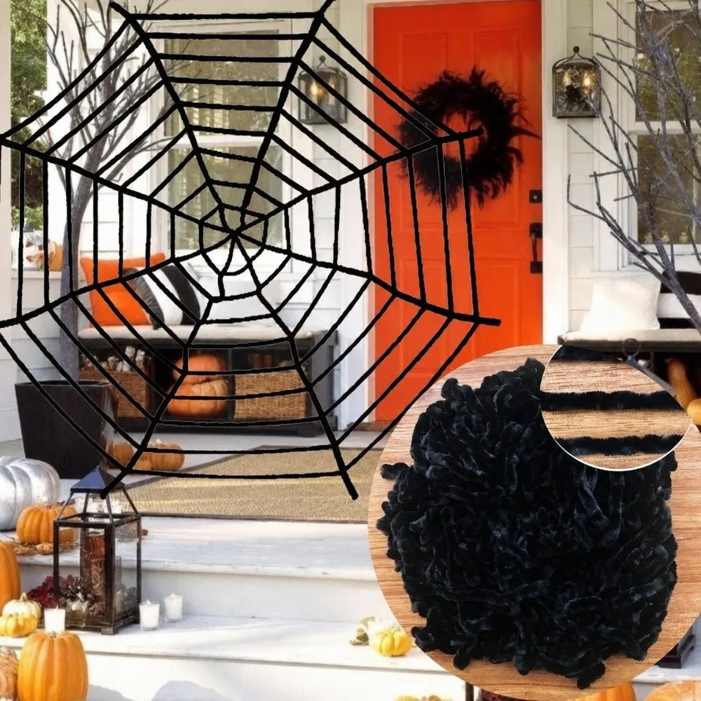 Festival Multi-size Halloween Giant Cobweb Chenille Easy To Install Scary Cobweb Prop Stretchy Simulation Spider Web Yard