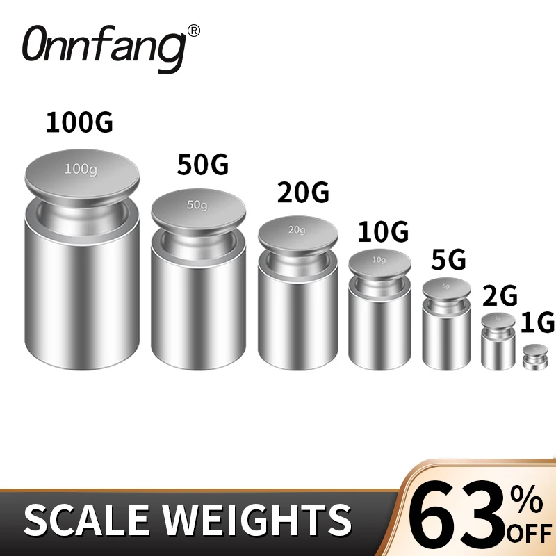 Onnfang 1/5pcs Accurate Calibration Chrome Plating Standard 1g 2g 5g 10g 20g 50g 100g for Digital Balance Scale Jewelry Weight