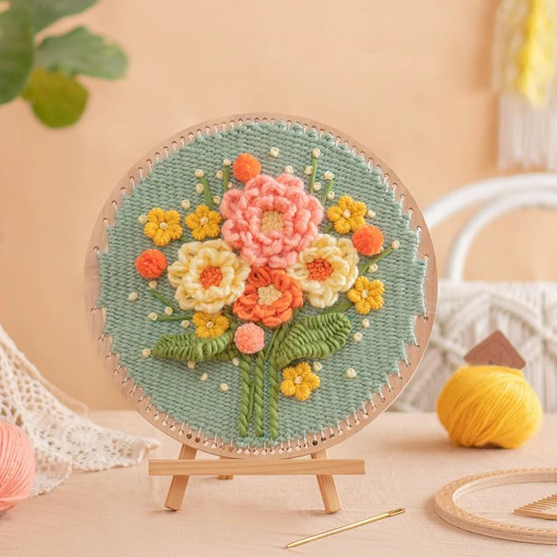 Imagem -06 - Flower Crochet Weaving Loom Kit para Iniciantes lã Tear Weave Frame Kit Tapeçaria Home Decor Sweing Craft Art Ferramenta Diy