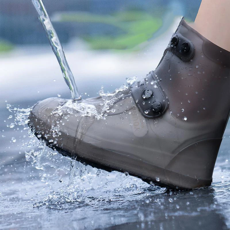 White Shoe waterproof cover double button highly elastic overshoes waterproof footwear covers durable men women galoshes