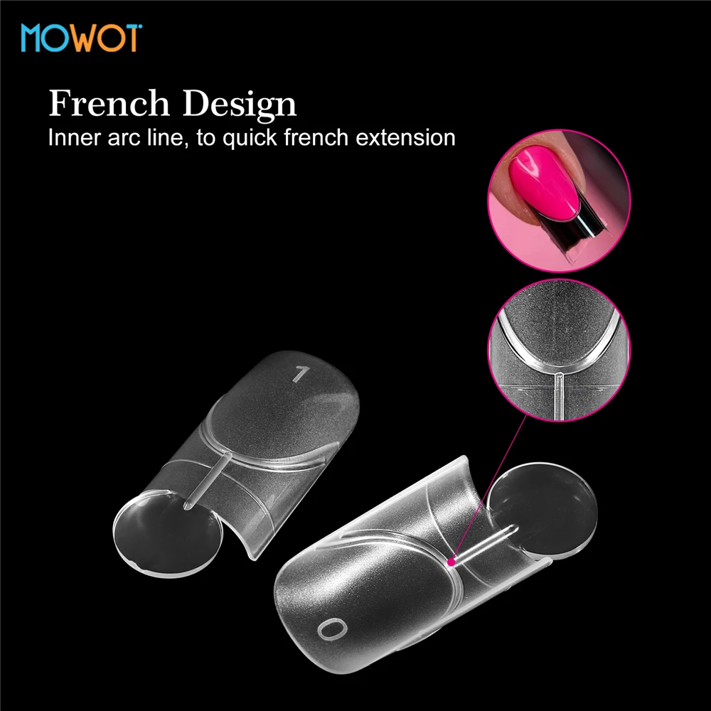 MOWOT Matte Nail Dual Form 140Pcs Builder Gel Extension Reusable Nail Form with Inner French Line Acrylic Nail Mold for Manicure