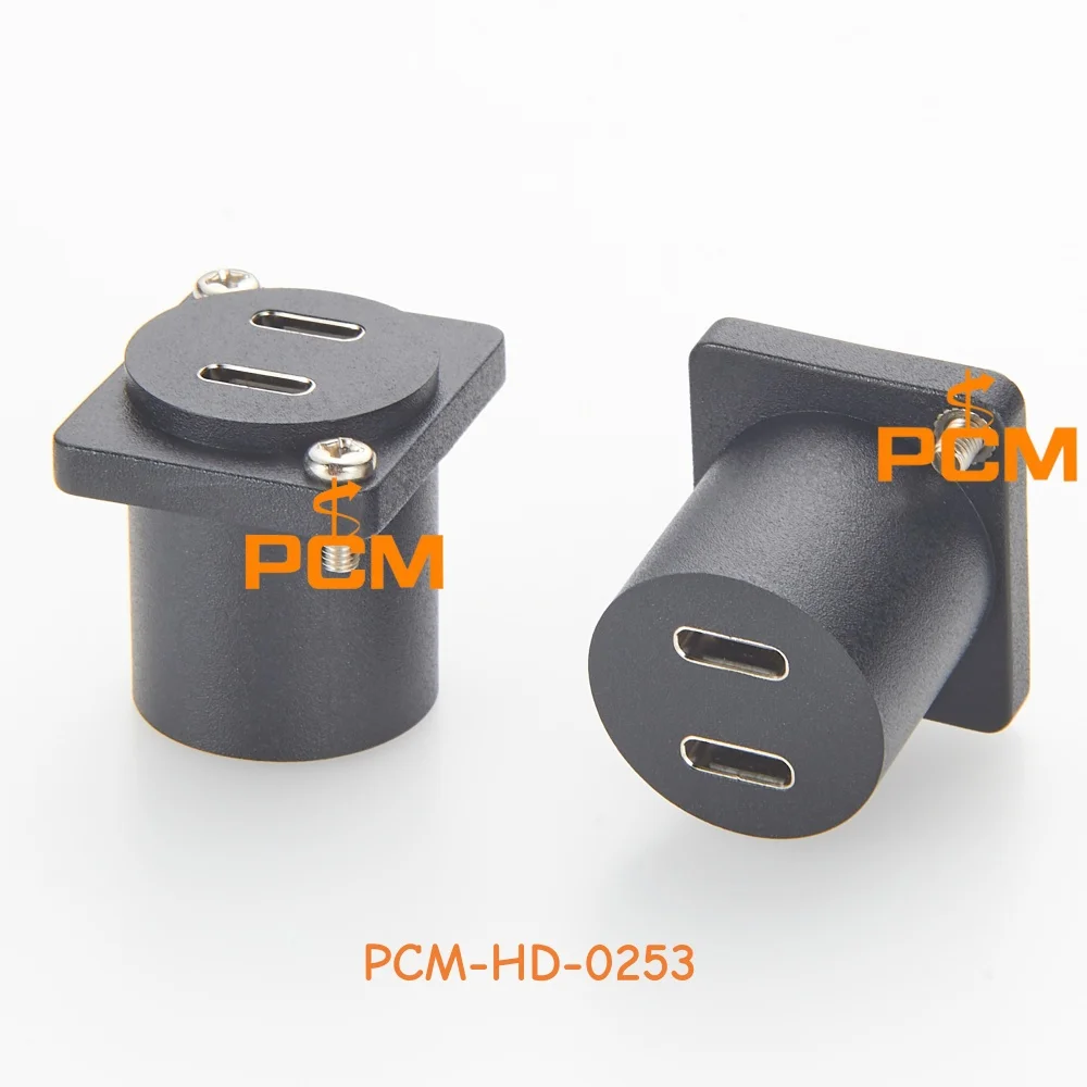 Dual Port USB C 3.1 D Series Panel Mount Adapter Type C Female to Female Coupler 10Gbps High Speed Data Connector