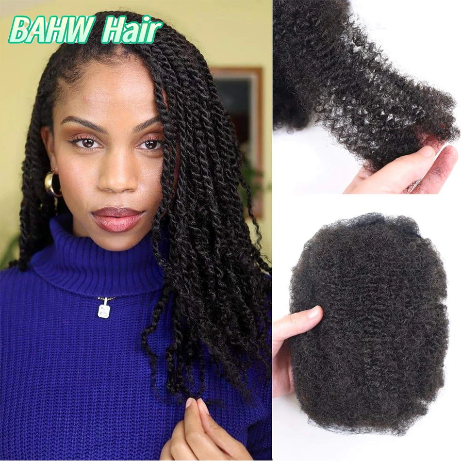 

Burmese Hair Afro Kinky Curly Human Hair Extensions Natural Black Bulk Hair For Braiding No Wefts for Mini Twists Braid 30/PCS