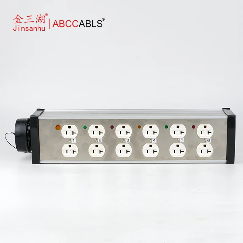 ABCCABLS 6CH 19Pin Socapex to NEMA 5-15R Power Breakout Bar | 12 US Duplex Receptacle Stage Power Splitter