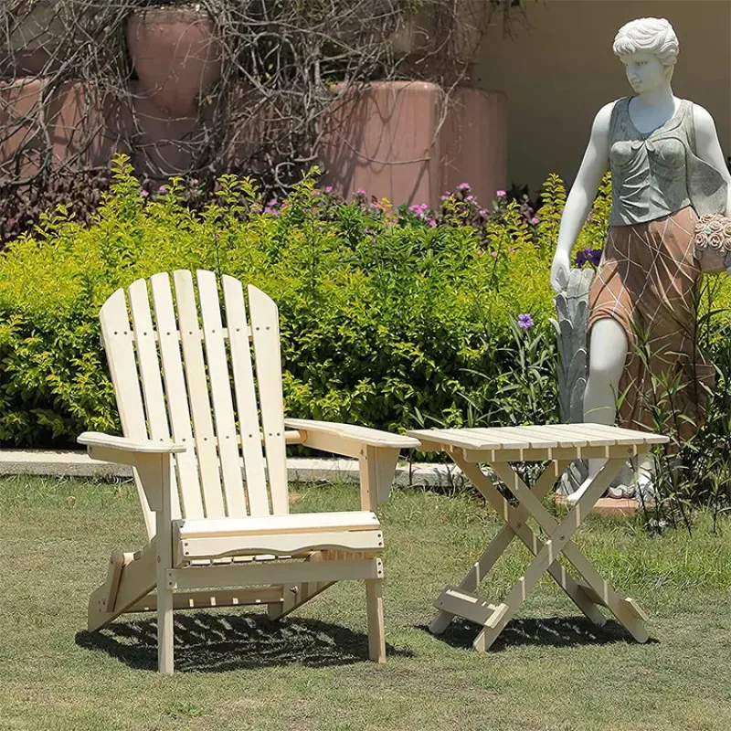 Folding Square Patio Outdoor Solid Table For Backyard Balcony Portable Space-Saving Natural Wood Color No Assembly Required