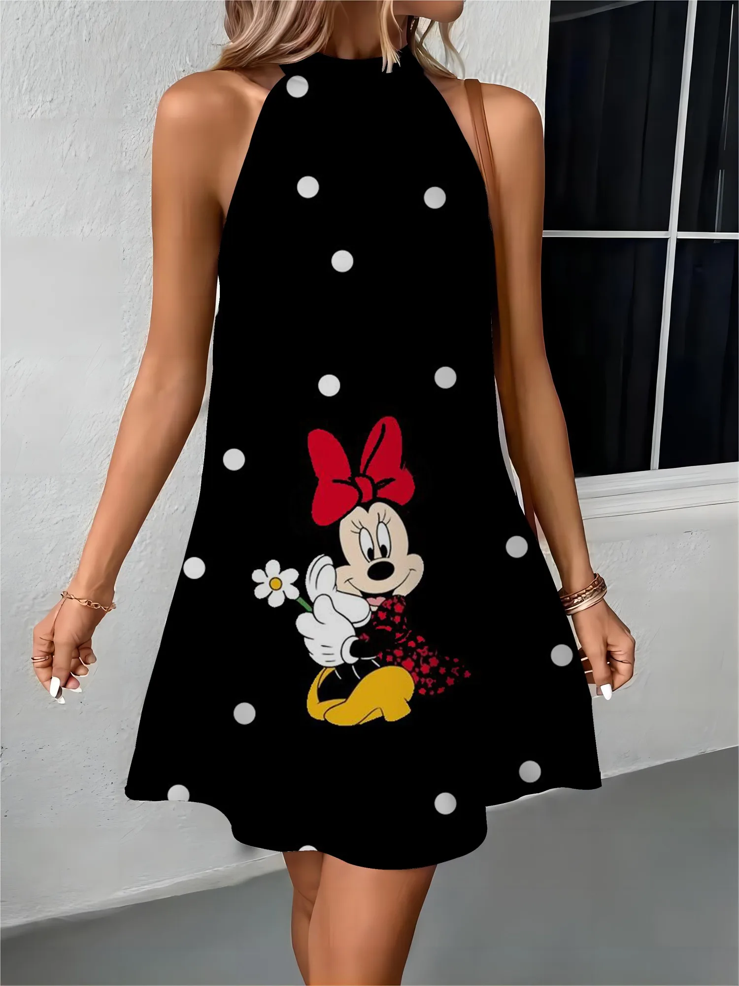 Elegant Dresses for Women Women's Dress Off Shoulder Mickey Apron Bow Knot Disney Minnie Mouse Womens Fashion Summer 2024 Party