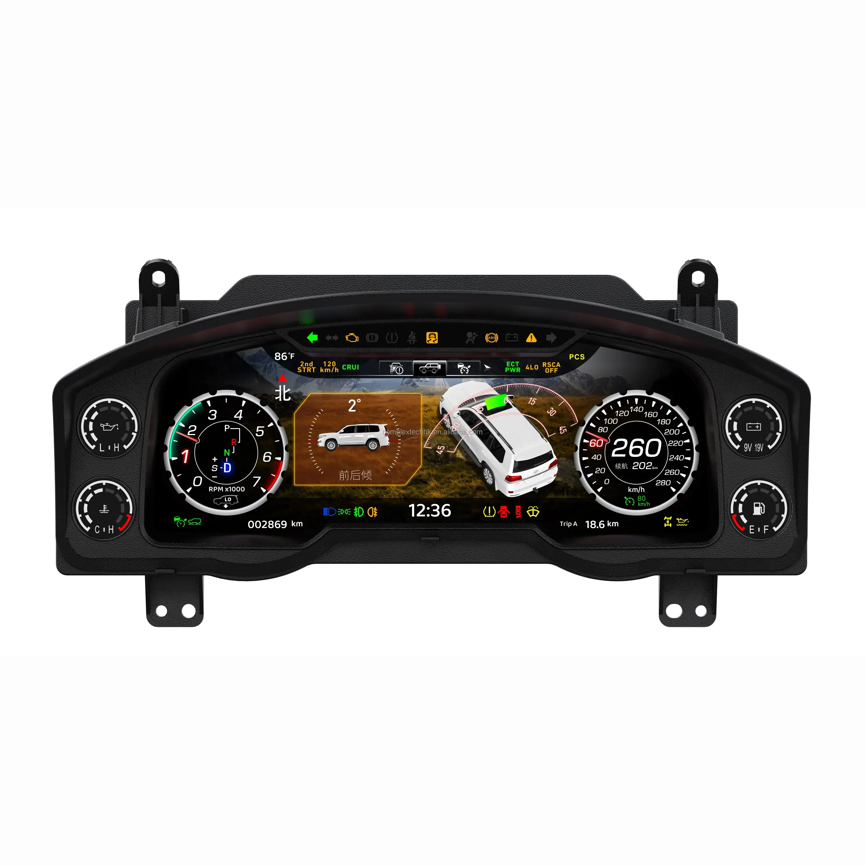 

Car Digital Cluster For Toyota LandCruiser LC200 2008-2021 LCD Speedometer Multifunctional Instrument Dashboard-