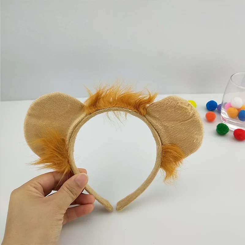 

Adult Kids Party Plush Funny Lion Ears Headband Tails Bow Tie Birthday Gift Animal Hair Bands Halloween Costume Cosplay