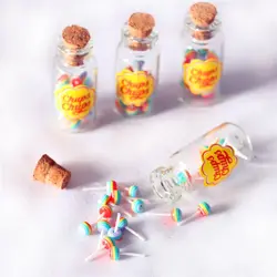 1/12 Scale Lollipops With Jar Dollhouse Miniature Food Simulation Sugar Candy Box DIY Photography Props Doll House Gift