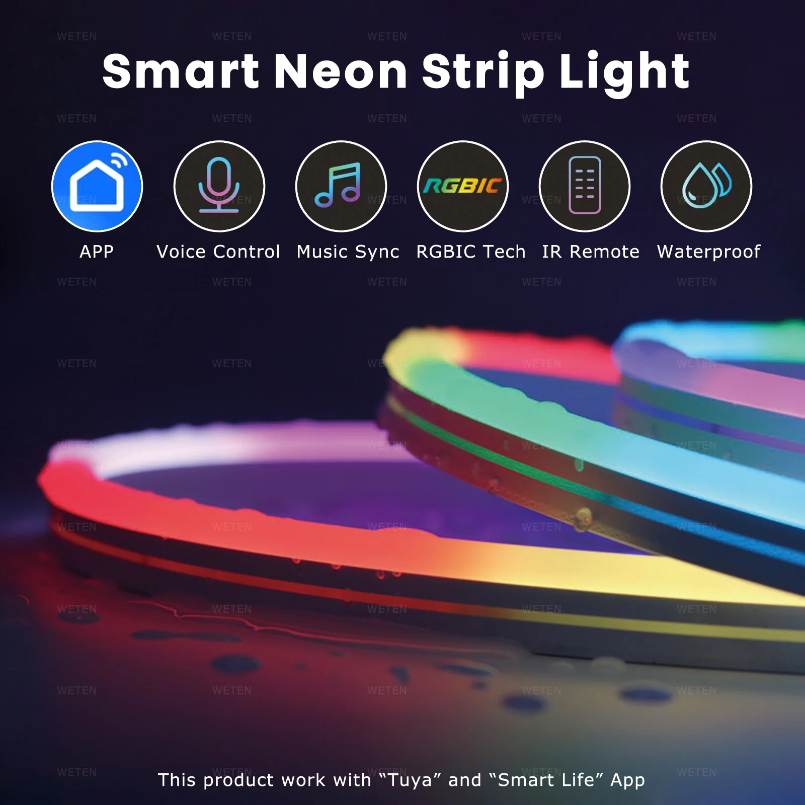 Tuya Smart Wifi RGBIC Neon LED Streifen Licht Flexible Adressierbare RGB Umgebungs Dekor Lampe Musik Sync APP Unterstützung Alexa Google Hause – Detail 6
