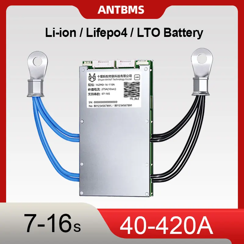 

ANT 7-16S 8S 15S 12S 10S 13S 80A 130A 220A 420A 24V-72V w/100mA Balancer BT charger bike bms module E-scooter/UPS/E-motorcyce