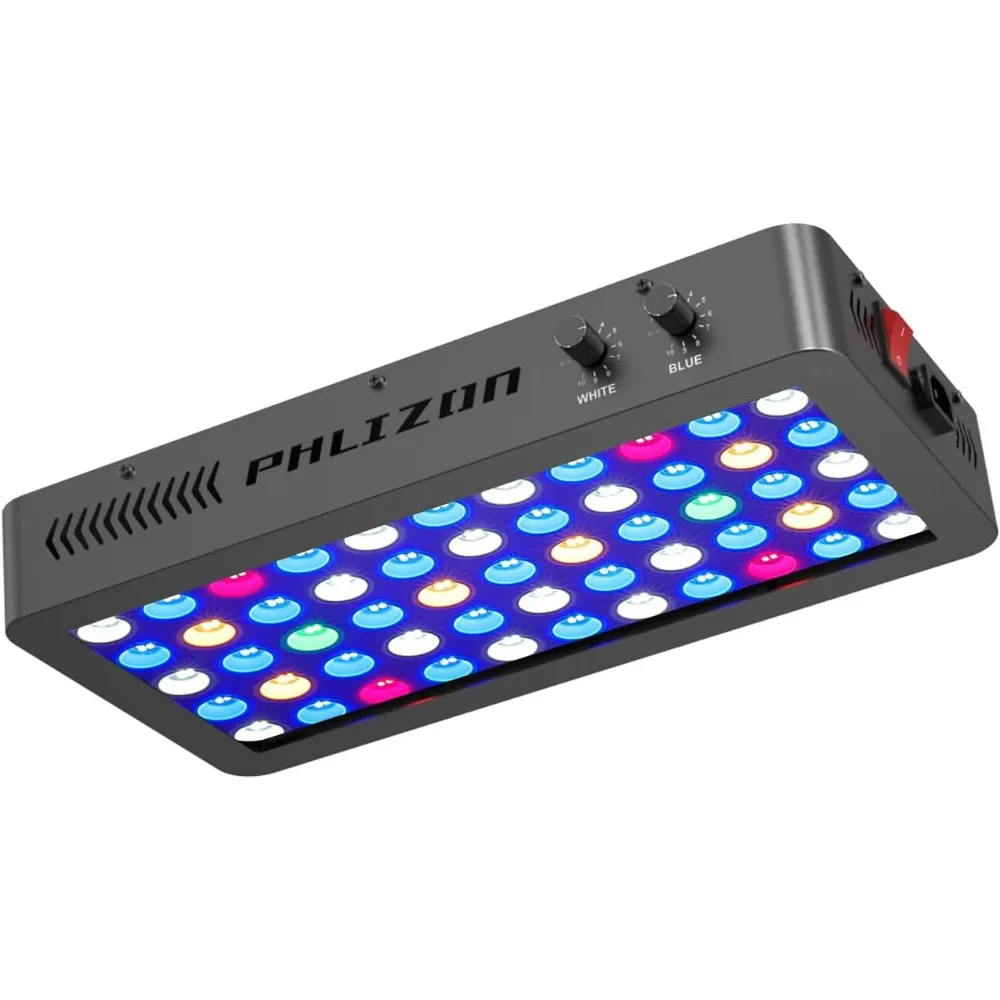 

Светодиодный светильник полного спектра для аквариума мощностью 165 Вт с регулируемой яркостью и ромашковой цепочкой для морских пресноводных рыб, коралловых рифов (16x8x2,4 дюйма)