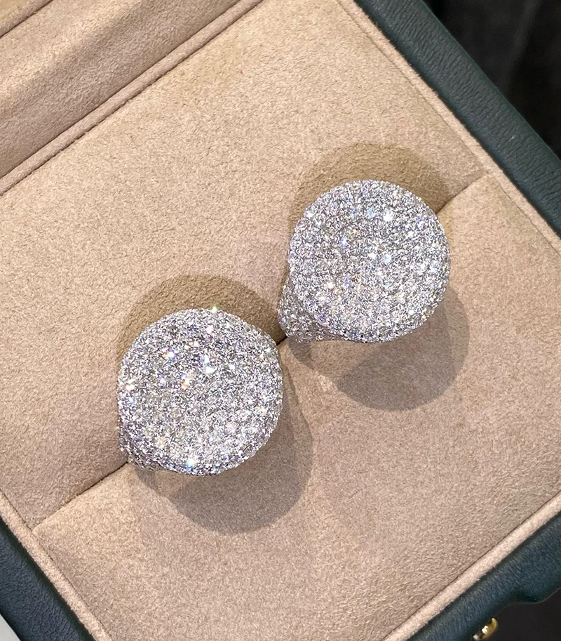 LUOWEND 100% 18K White Gold Rings Luxury Round Shape Real Natural Diamond Engagement Ring for Women Wedding High Party Jewelry