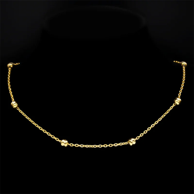 Länge 60 cm Kugelperlenkette Halskette für Damen Herren Edelstahl Gold Silber Schwarz Farbe Modeschmuck Accessoires Herstellung – Detail 15