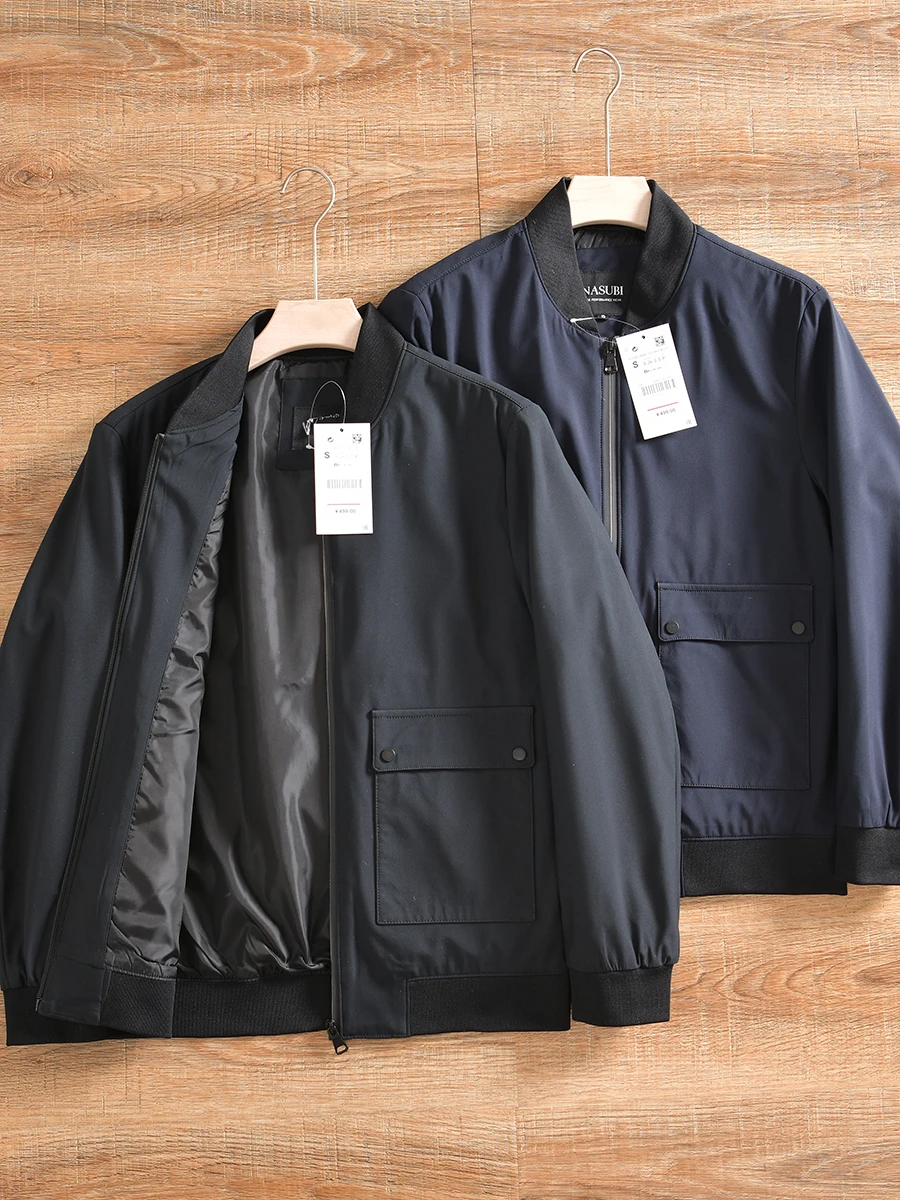 Business Casual Men's Baseball Collar Jacket Outerwear Fashion Urban Style Polyester Long Sleeve Zipper Closure  Color