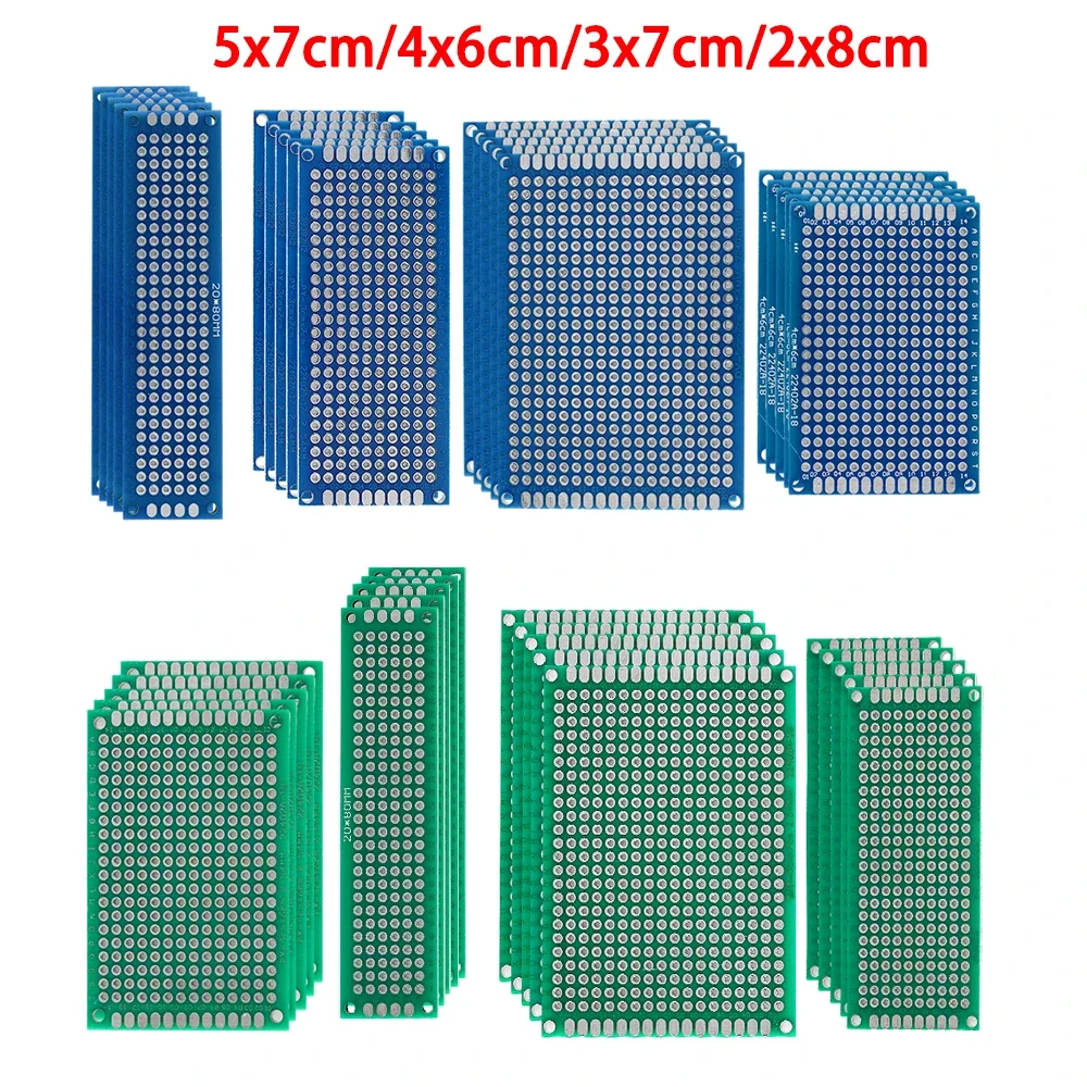 20PCS Double Sided PCB Board Kit 4 Sizes 2x8/3x7/4x6/5x7cm F