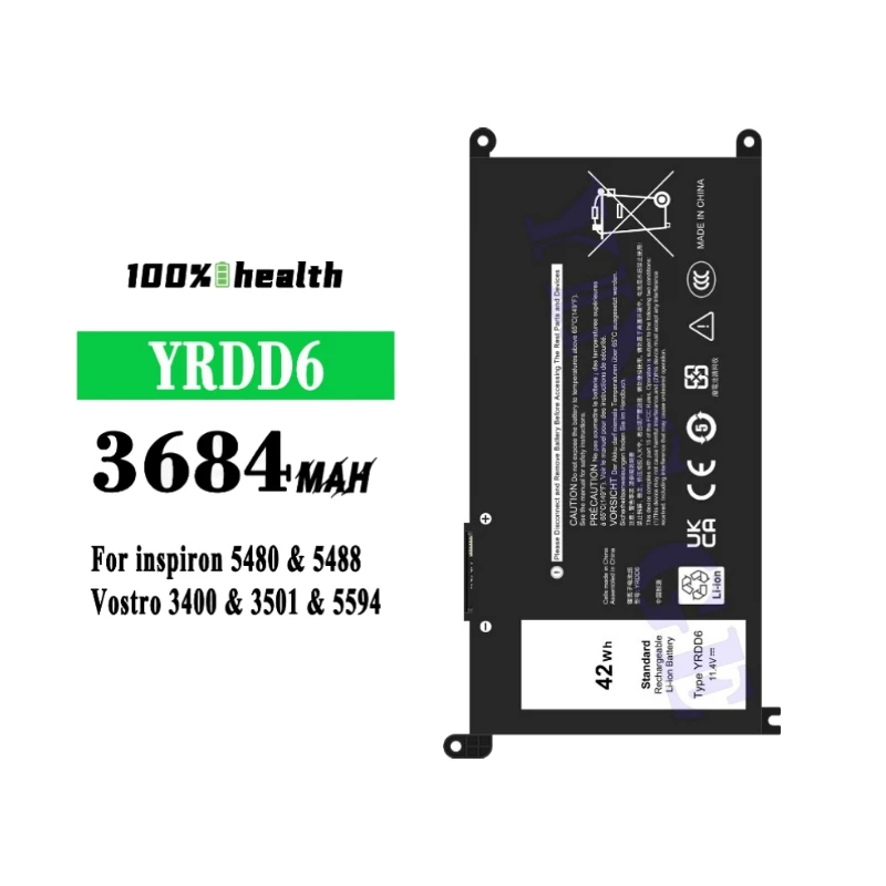 YRDD6 3684mAh High-Quality Laptop Lithium Battery forDell inspiron 5480 5488 Vostro 3400 3501 Rechargeable Batteries