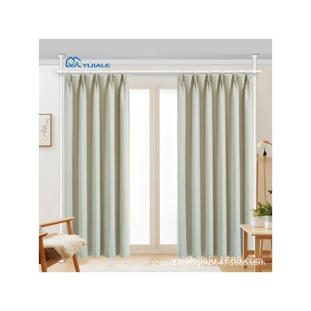 Room dividing curtain rod vertical tension telescopic rod space partition bedroom punch-free block bed