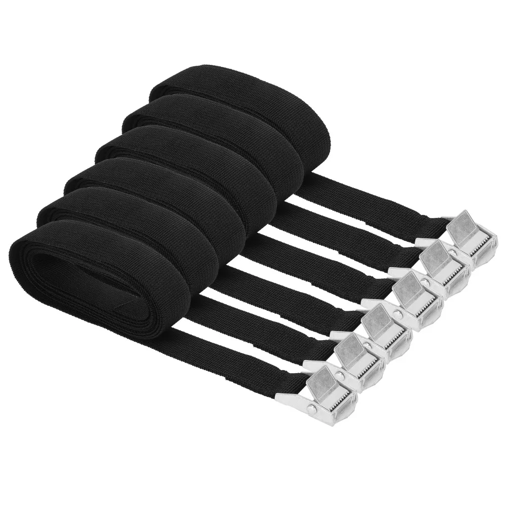 

6PCS Adjustable Buckle Heavy Duty Lashing Straps Heavy Duty Secure Tie Down Straps Black Color Cam Buckle Straps Cargo Moving