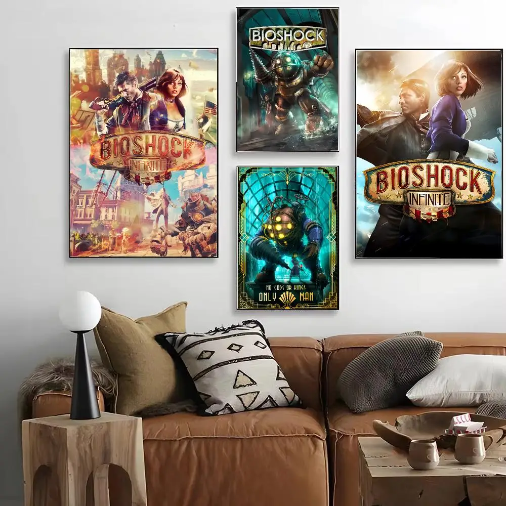 Game B-BioShock I-Infinite Poster HD Art Decorative Wall Art Waterproof Home Décor for Living Room Bedroom Café Stylish Gift
