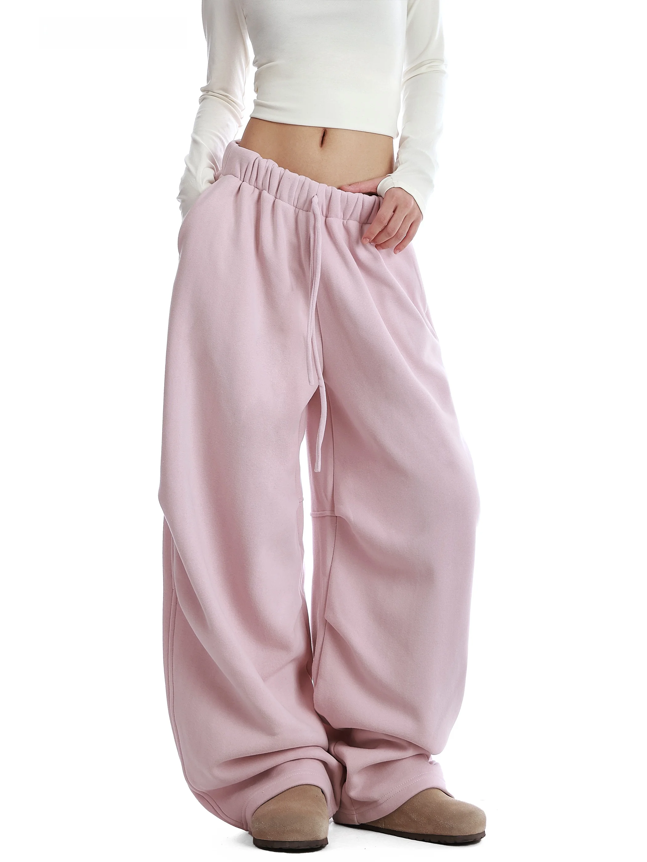 

American Sle Fce Lined 3D Tailored Jazz Dance Women's Casual Pants Spring Warmth Spor Loose Fit Straight Leg Trousers