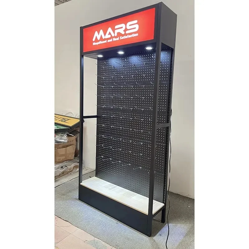 

2025customized.Pegboard Display Stand Metal With Wooden Cell Phone Accessories Retail Phone Cases