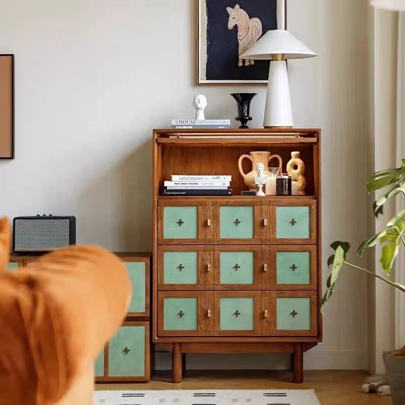 For Cherry Wood Chest Cabinet, Retro Dining Side Cabinet, Living Room Sofa TV Cabinet, Storage Drawer Cabinet